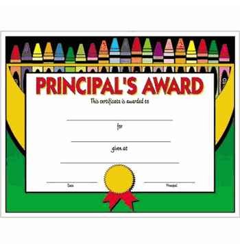 Principal's Award Certificates - Click to enlarge