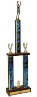 Two-Tier Championship Trophy w/ Wood Base - Basketball