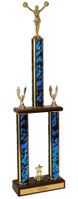Two-Tier Championship Trophy w/ Wood Base - Cheer