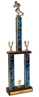 Football Two Tier Championship Trophy with Wood Base