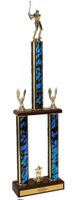 Two-Tier Championship Trophy w/ Wood Base - Golf