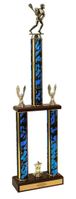 Two-Tier Championship Trophy w/ Wood Base - Lacrosse