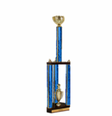 Quick-Ship Two-Tier 3-Column Baseball Glove Trophy