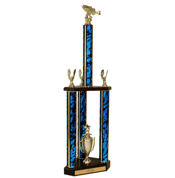 Quick-Ship Two-Tier 3-Column Trophies - Bass Fishing - Click to enlarge