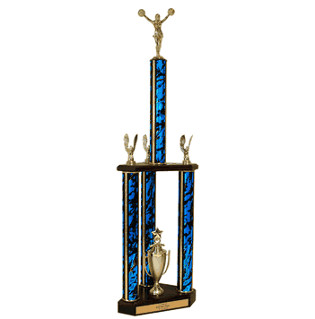 Quick-Ship Two-Tier 3-Column Trophies - Cheer - Click to enlarge