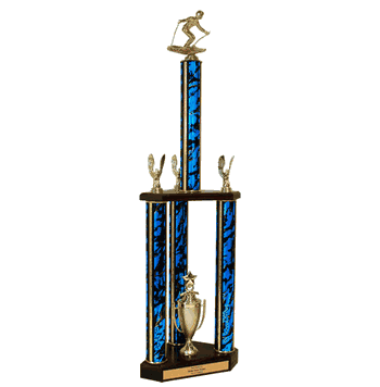 Quick-Ship Two-Tier 3-Column Trophies - Downhill Skiing - Click to enlarge