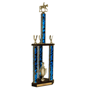Quick-Ship Two-Tier 3-Column Trophies - Equestrian - Click to enlarge