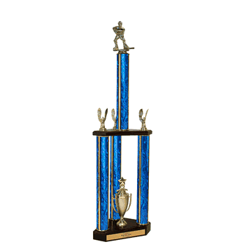 Quick-Ship Two-Tier 3-Column Trophies - Hockey - Click to enlarge