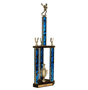 Quick-Ship Two-Tier 3-Column Trophies - Lacrosse - Click to enlarge