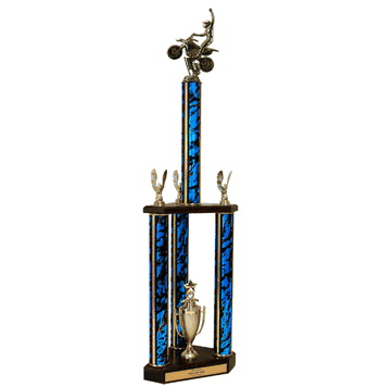 Quick-Ship Two-Tier 3-Column Trophies - Motocross - Click to enlarge