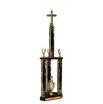 Quick-Ship Two-Tier 3-Column Trophies - Religious - Click to enlarge