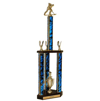 Quick-Ship Two-Tier 3-Column Trophies - Roller Hockey - Click to enlarge