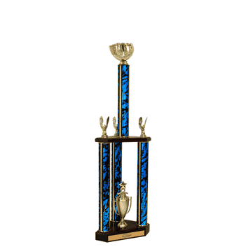 Quick-Ship Two-Tier 3-Column Trophies - Softball Glove - Click to enlarge