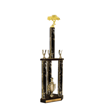 Quick-Ship Two-Tier 3-Column Trophies - Street Rod - Click to enlarge