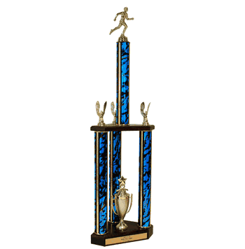 Quick-Ship Two-Tier 3-Column Trophies - Track - Click to enlarge