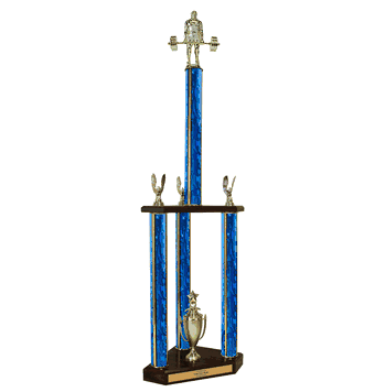 Quick-Ship Two-Tier 3-Column Trophies - Weightlifting - Click to enlarge