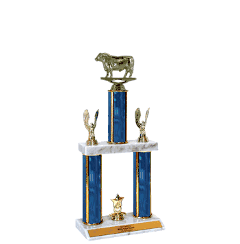 Quick-Ship Two-Tier Trophies - Bull Figure - Click to enlarge