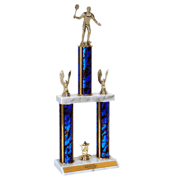 Quick-Ship Two-Tier Trophies with Badminton Figure - Click to enlarge