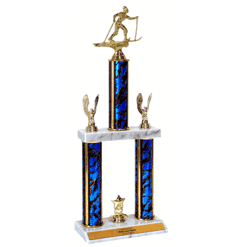 Quick-Ship Two-Tier Trophies with Cross Country Skiing Figure - Click to enlarge