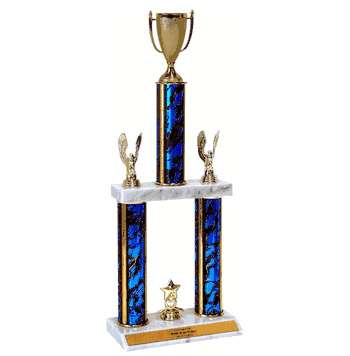 Quick-Ship Two-Tier Trophies with Cup Figure - Click to enlarge