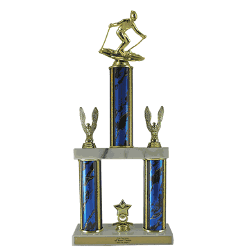 Quick-Ship Two-Tier Trophies with Downhill Skiing Figure - Click to enlarge