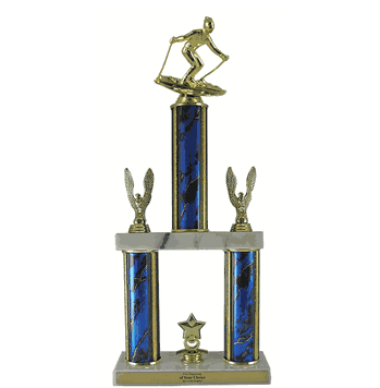 Quick-Ship Two-Tier Trophies with Downhill Skiing Figure - Click to enlarge