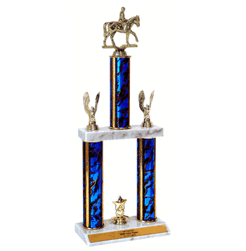 Quick-Ship Two-Tier Trophies with Equestrian Figure - Click to enlarge