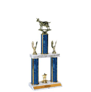 Quick-Ship Two-Tier Trophies with Goat Figure - Click to enlarge