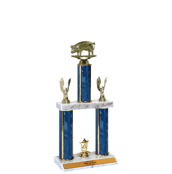 Quick-Ship Two-Tier Trophies with Pig Figure - Click to enlarge