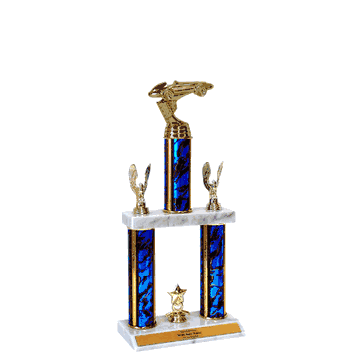 Quick-Ship Two-Tier Trophies with Pinewood Derby Figure - Click to enlarge