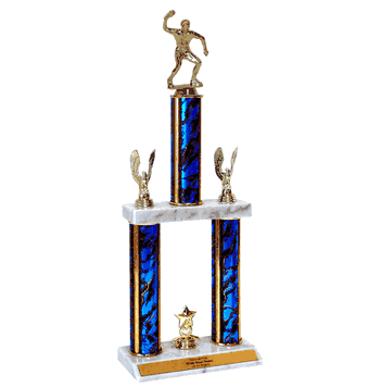Quick-Ship Two-Tier Trophies with Table Tennis / Ping Pong Figure - Click to enlarge
