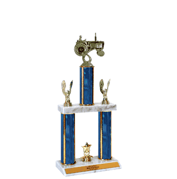 Quick-Ship Two-Tier Trophies with Tractor Figure - Click to enlarge