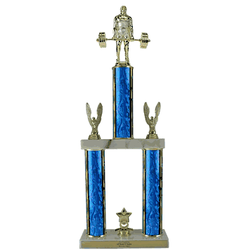 Quick-Ship Two-Tier Trophies with Weightlifting Figure - Click to enlarge