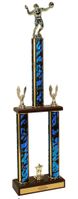 Two-Tier Championship Trophy w/ Wood Base - Volleyball