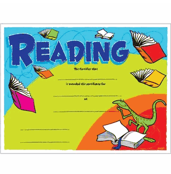 Reading Certificate Award (Lizard Design) - Click to enlarge
