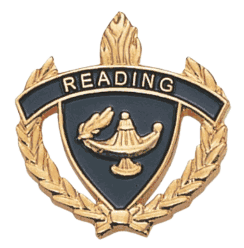 Reading Lapel Pin with Academic Lamp - Click to enlarge
