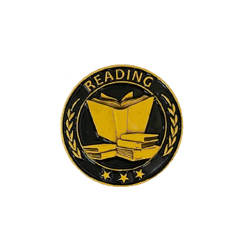 Reading Lapel Pin with Wreath & Book Design - Click to enlarge