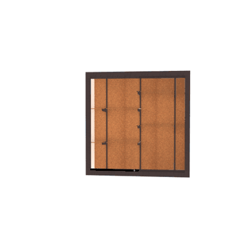 Recessed Wall Display Case w/ Cork Back and Dark Bronze Aluminum Frame, 48"H x 48"W x 16"D - Click to enlarge
