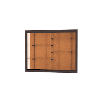 Recessed Wall Display Case w/ Cork Back and Dark Bronze Aluminum Frame, 48"H X 60"W X 16"D - Click to enlarge