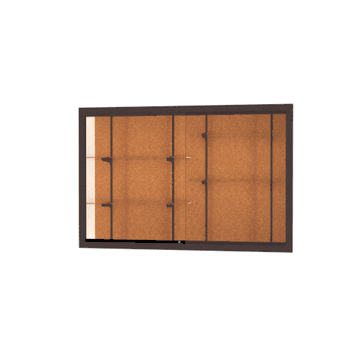 Recessed Wall Display Case w/ Cork Back and Dark Bronze Aluminum Frame, 48"H X 72"W X 16"D - Click to enlarge