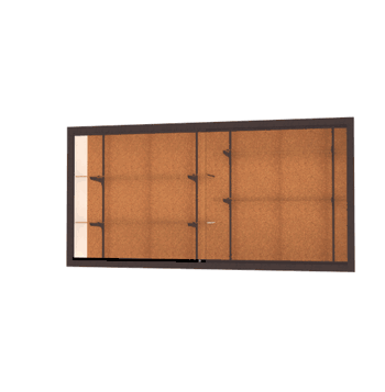 Recessed Wall Display Case w/ Cork Back and Dark Bronze Aluminum Frame, 48"H X 96"W X 16"D - Click to enlarge