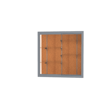 Recessed Wall Display Case w/ Cork Back and Satin Natural Aluminum Frame, 48"H x 48"W x 16"D - Click to enlarge