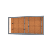 Recessed Wall Display Case w/ Cork Back and Satin Natural Aluminum Frame, 48"H X 96"W X 16"D