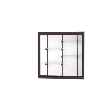 Recessed Wall Display Case w/ White Laminate Back and Dark Bronze Aluminum Frame, 48"H x 48"W x 16"D - Click to enlarge