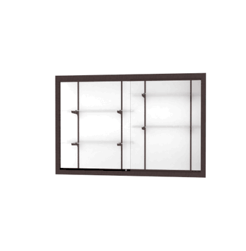 Recessed Wall Display Case w/ White Laminate Back and Dark Bronze Aluminum Frame, 48"H X 72"W X 16"D - Click to enlarge