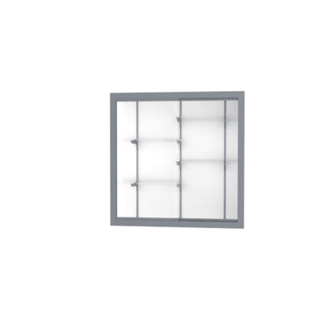 Recessed Wall Display Case w/ White Laminate Back and Satin Natural Aluminum Frame, 48"H x 48"W x 16"D - Click to enlarge