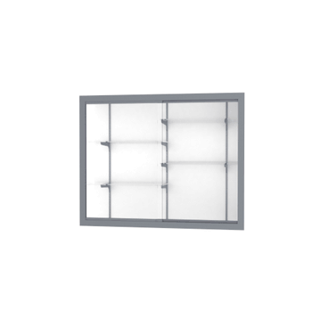 Recessed Wall Display Case w/ White Laminate Back and Satin Natural Aluminum Frame, 48"H X 60"W X 16"D - Click to enlarge