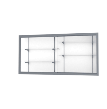 Recessed Wall Display Case w/ White Laminate Back and Satin Natural Aluminum Frame, 48"H X 96"W X 16"D - Click to enlarge