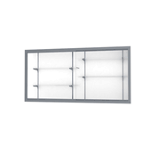Recessed Wall Display Case w/ White Laminate Back and Satin Natural Aluminum Frame, 48"H X 96"W X 16"D