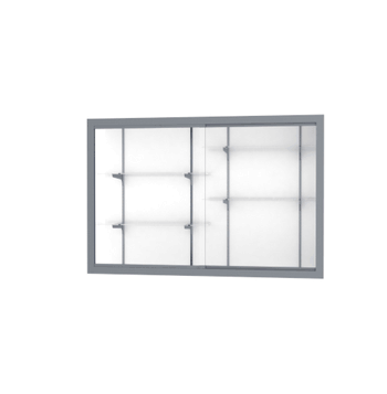Recessed Wall Display Case w/ White Laminate Back and Satin Natural Aluminum Frame, 48"H X 72"W X 16"D - Click to enlarge